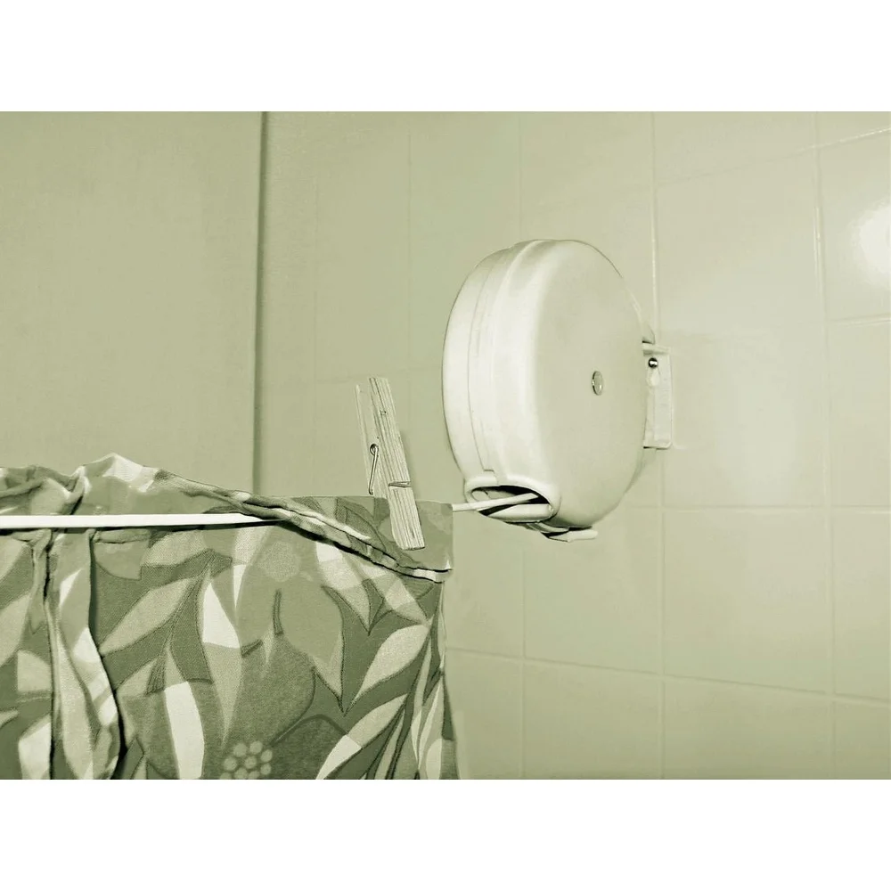 Retractable Clothesline 20ft Indoor Outdoor Drying Line Wall Mount Heavy Duty Tension System Space Saving Laundry Hook