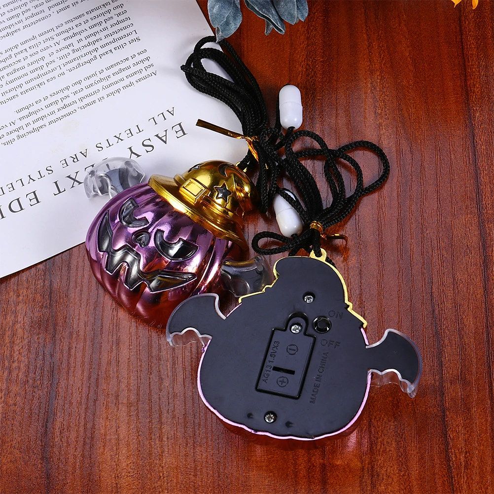 

3 Pcs Pumpkin Lamp Necklace Halloween for Party Flashing Hanging Pendant Choker