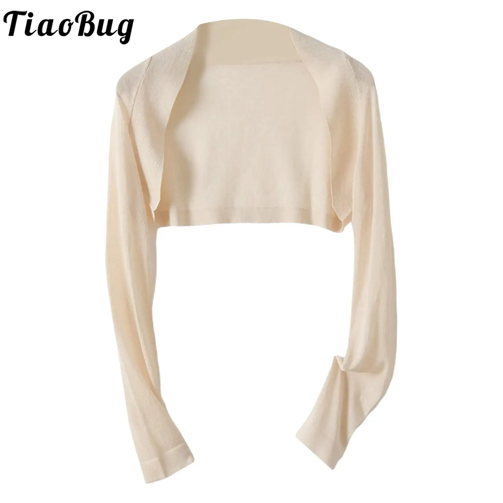 

Women Stretchy Knitted Cropped Cardigan Long Sleeve Open Front Bolero Shrugs Crop Jackets Camisole Strapless Dress Accessory