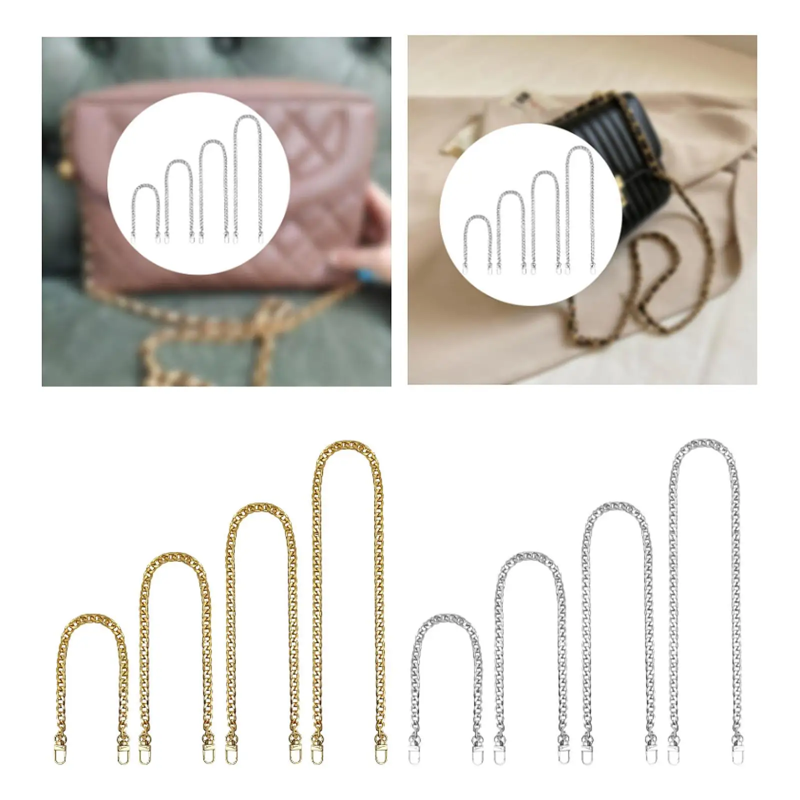

4x Bag Chain Straps Replacement Wallet 30cm 60cm 100cm 120cm Shoulder Straps
