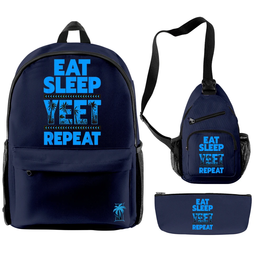 Jey Uso Eat Sleep Yeet Repeat Backpack, mochila casual masculina, sacos de viagem unissex, mochila feminina, bolsa de ombro, 3 peças por conjunto