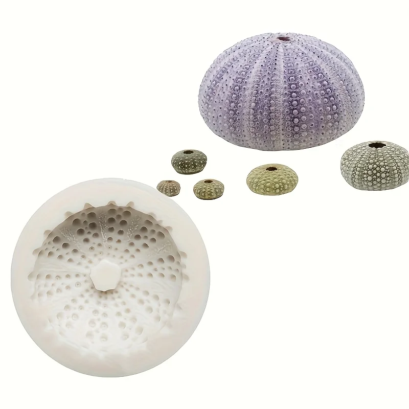 Molde redondo de silicona para vela de erizo de mar, fundición de resina decorativa con temática del océano y decoración del hogar, molde decorativo | Océano De
