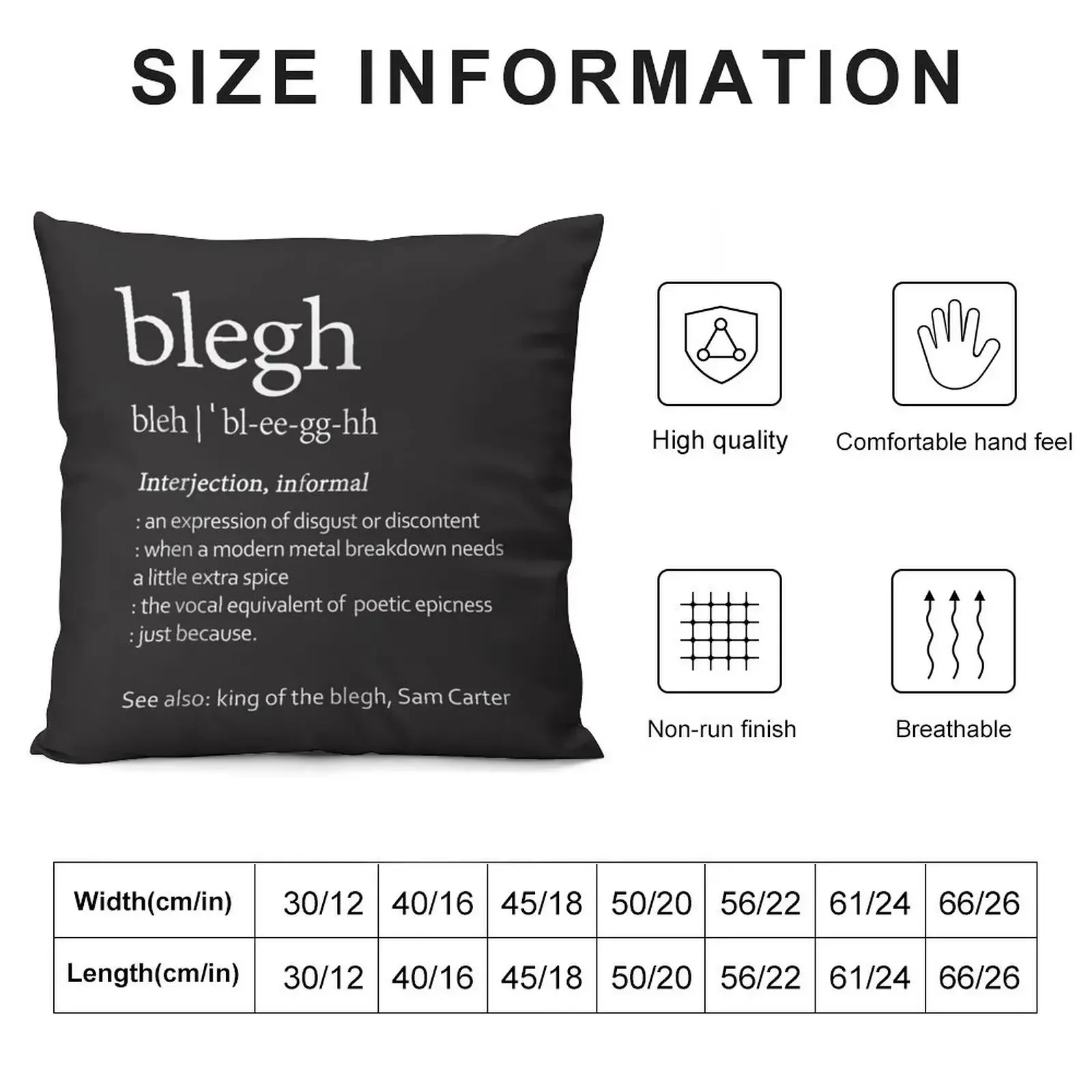 Blegh Definition Heavy Metal Music Fans Metalhead Zip Throw Pillow ornamental pillows Cushion Child Custom Cushion Photo pillow