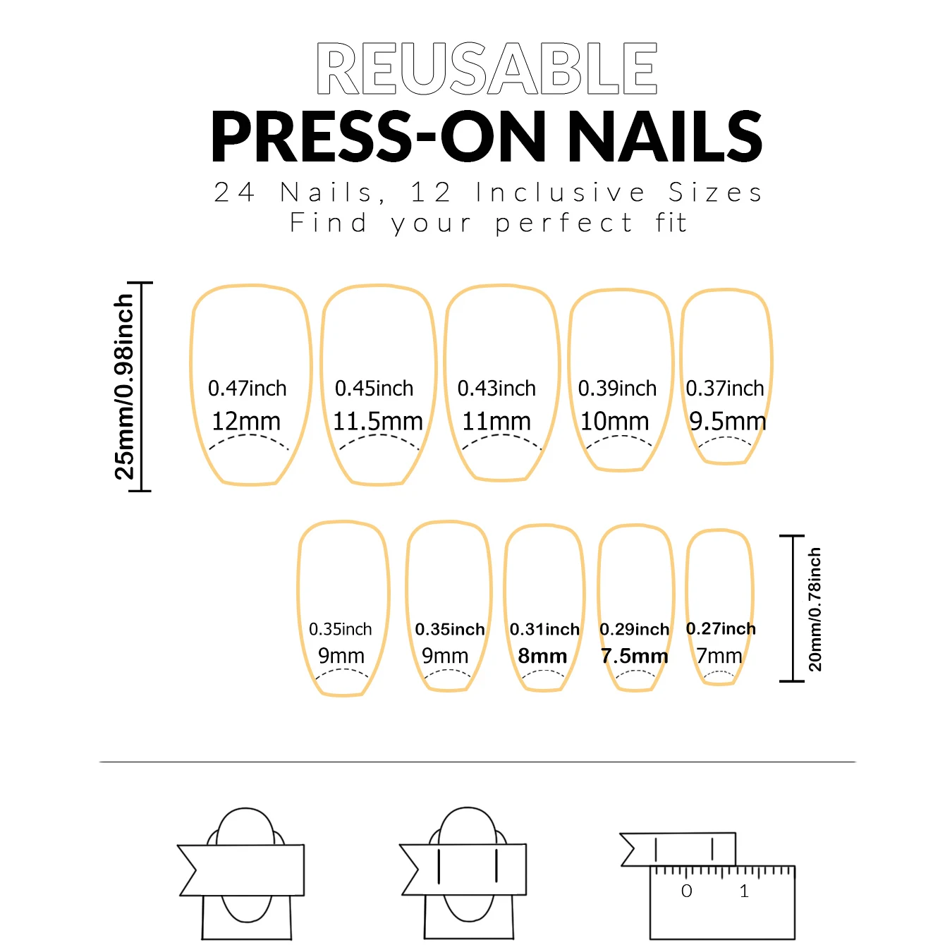 24pcs Coffin Shaped Fake Nails +1 Nail File +1 Jelly 24pcs Coffin Shaped Fake Nails +1 Nail File +1 Jelly_voghion.com