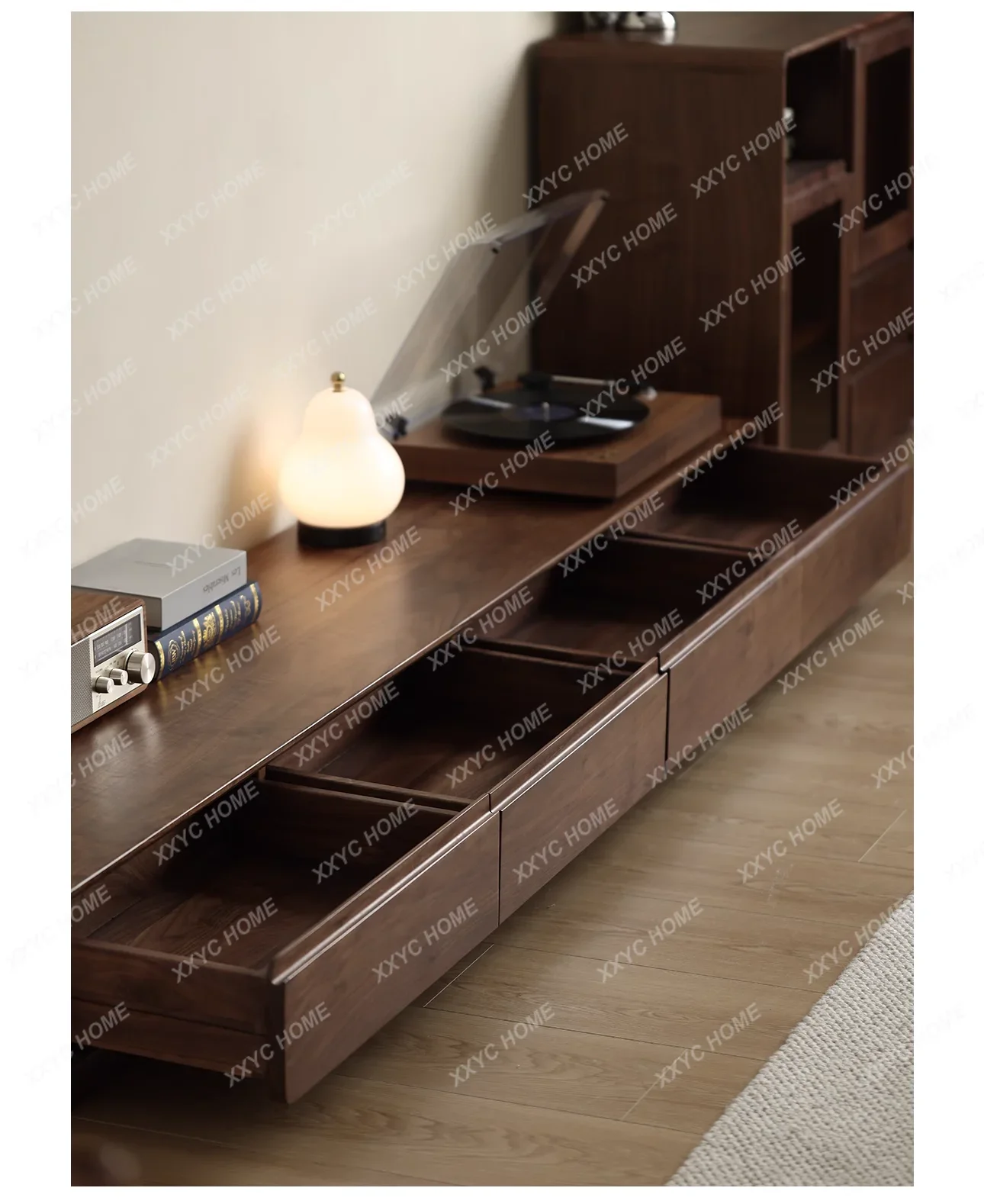 DV  North   black walnut TV cabinet, all solid wood living room combination cabinet floor, modern simple small apartmen