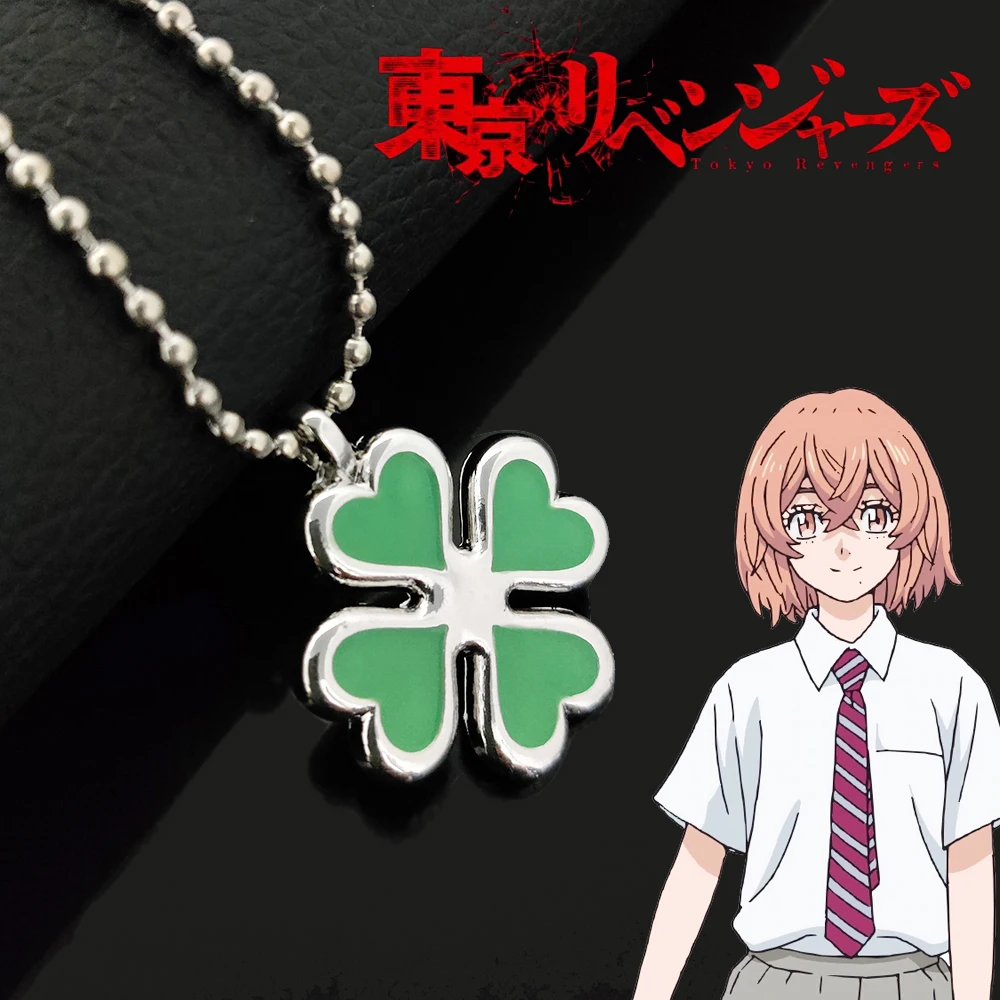 Anime Tokyo Revengers Hinata Tachibana Four Leaf Clover Necklace Pendant Necklaces for Women Girls Fashion Luck Choker Jewelry