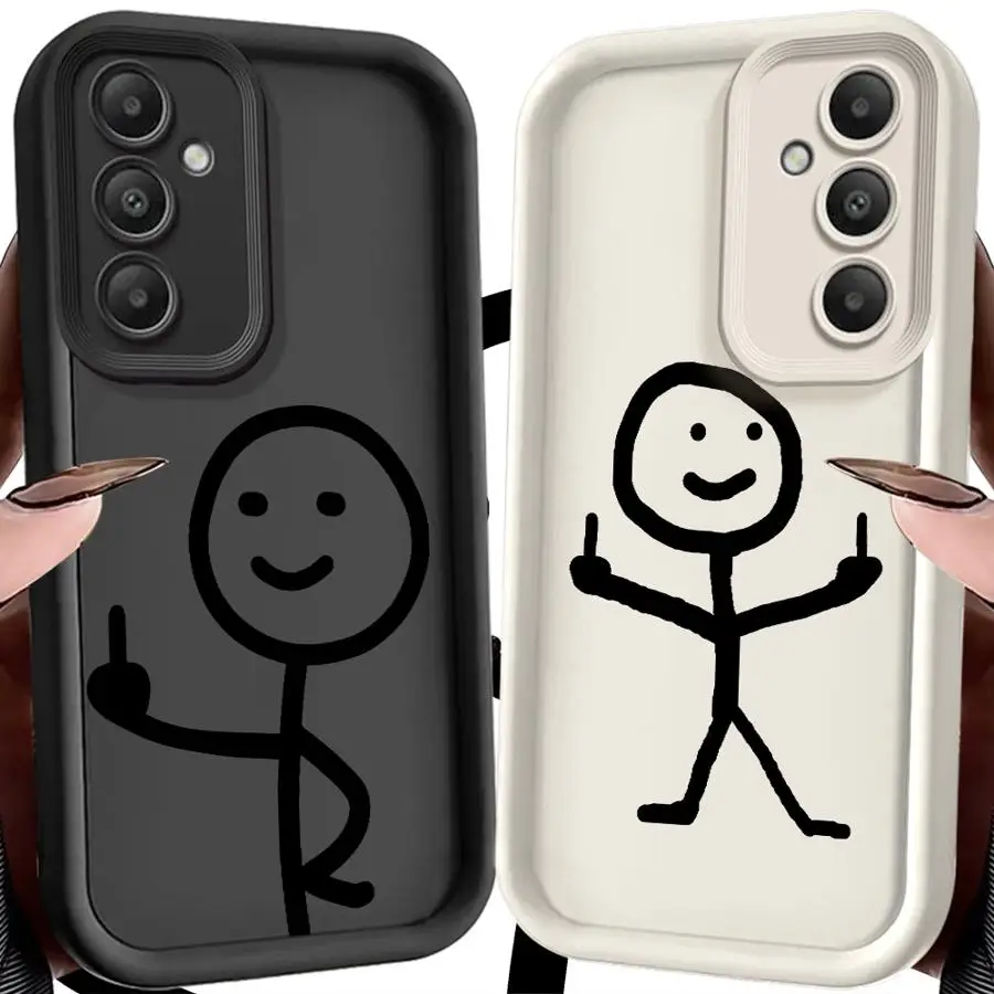 Case for Samsung Galaxy S26 Ultra S25 S22 S25 Edge S20FE S21 S23 FE S24Ultra S24 Plus Phone Cover Finger People Stickman