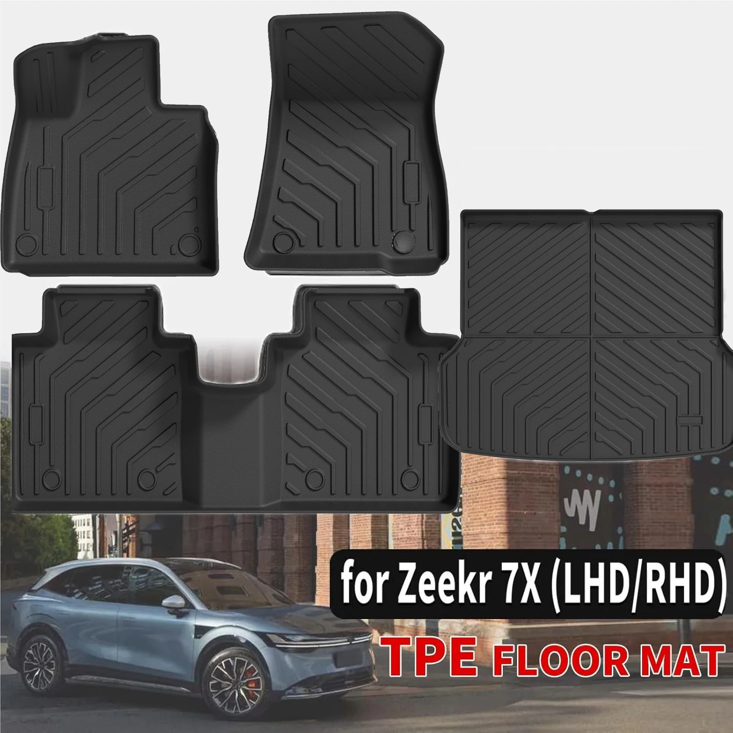 TPE Floor Mats for Zeekr 7X 2024-2026 All Weather Custom Fit Car Accessories Waterproof Non-Slip Eco-Friendly Auto Interior Pads