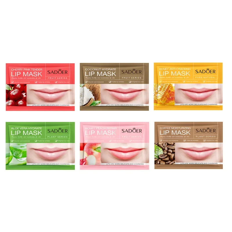 5Pcs Random Fruit Series Nourishing Lip Mask Improve Dryness Dullness Honey Anti-Cracked Moisturizing Tender Lip Films Lips Care