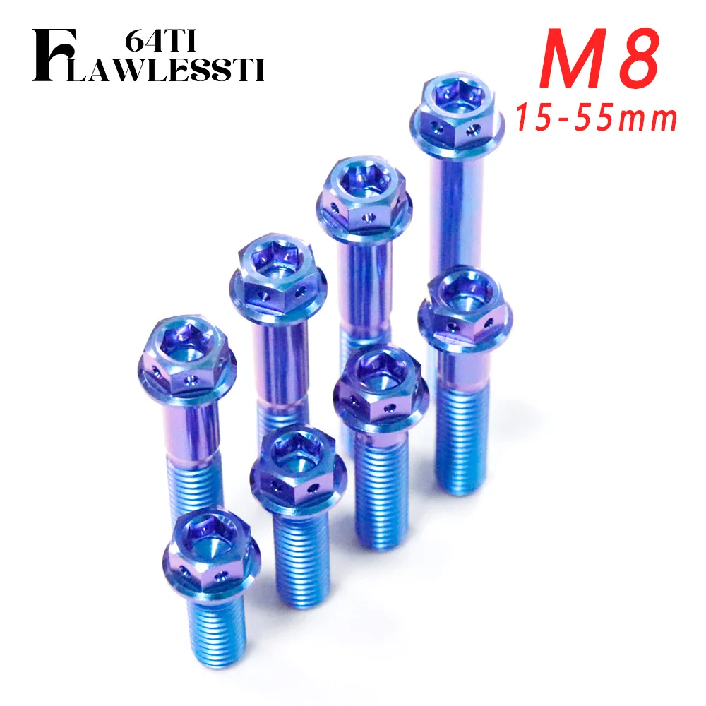 FLAWLESSTI M8×20-55 Gr5 Titanium Bolts Front Rear Shock Exhauts Pipe Brake Caliper Bolt For Yamaha Xmax 300 Vespa Sprint 150