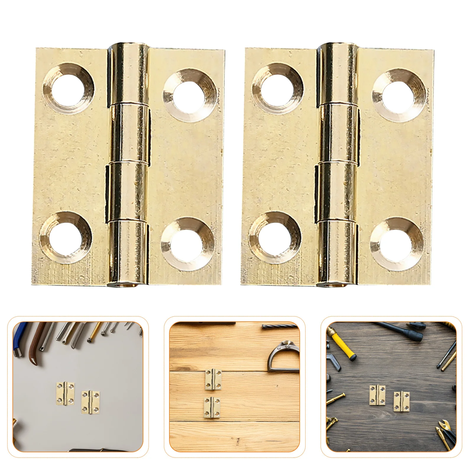 

10Pcs Small Brass Flat Cabinet Hinges Heavy Duty Hinges for Kitchen Bathroom Cabinet Door Wood Box Hardware Book Hinge