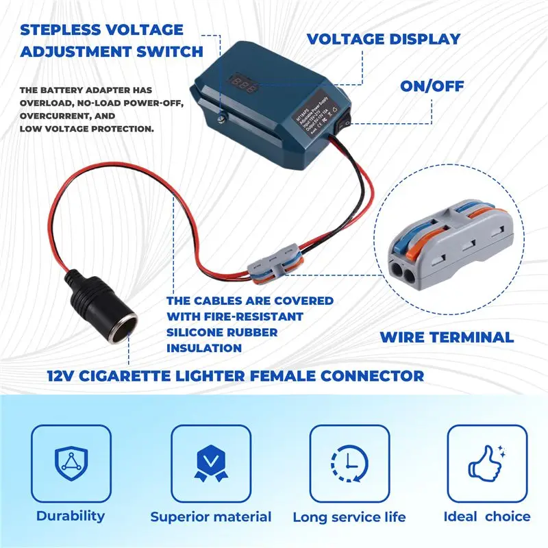 AT19-MT18APS 18V To 12V DC Step Down Converter For 18V Battery, Power Wheels Battery Adapter