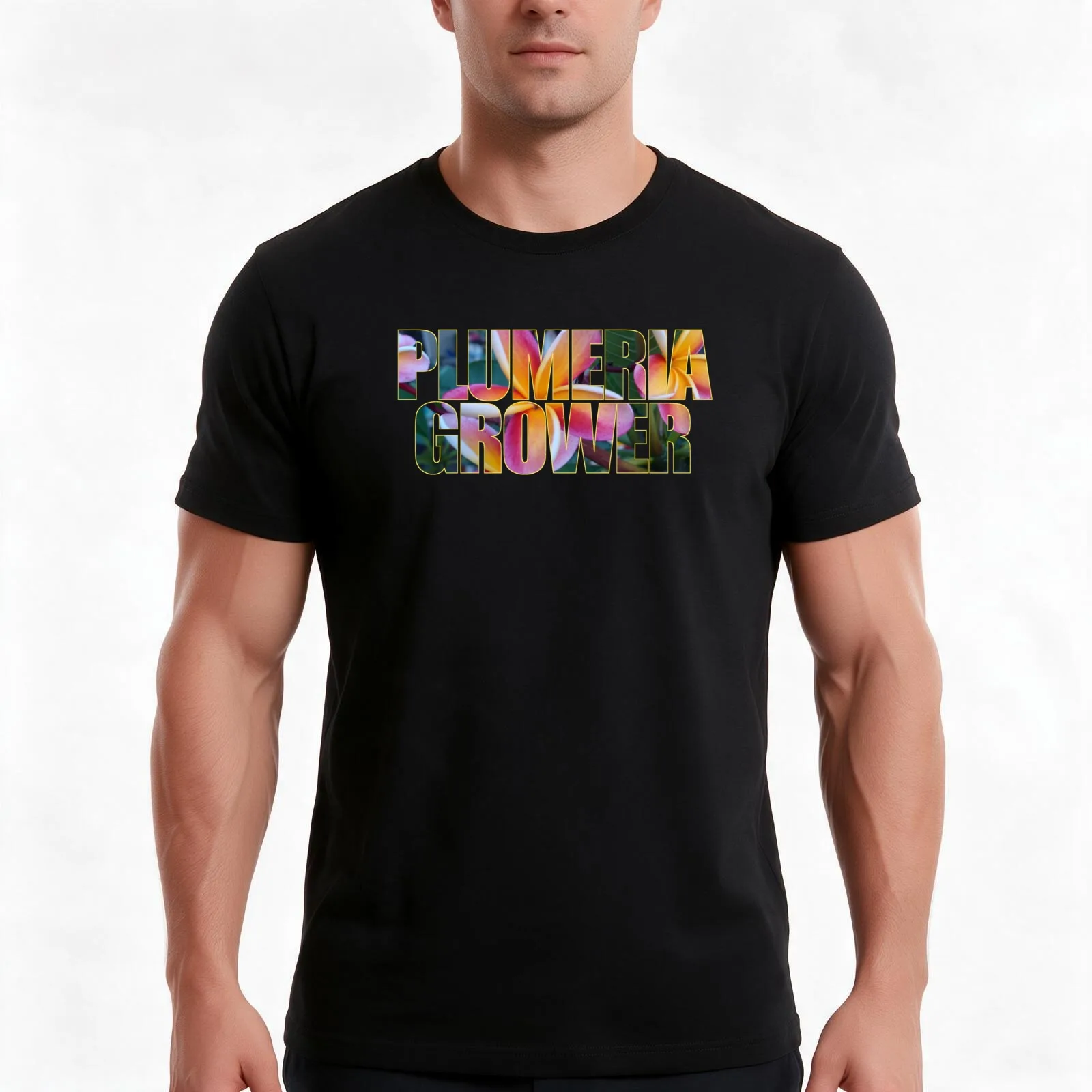 Plumeria Grower Flower Picture In Text T-Shirt Summer Casual Cotton Tee Oversized Streetwear Tops Vintage Graphic Print