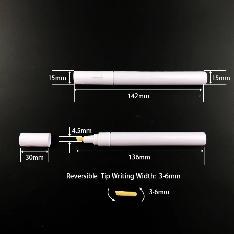 내구성 리필 가능한 빈 펜 블랭크, 3-6mm 더블 헤드 가역 펜촉, 파인 펜촉 마커, 알루미늄 파이프 페인트 펜 액세서리, 1 개