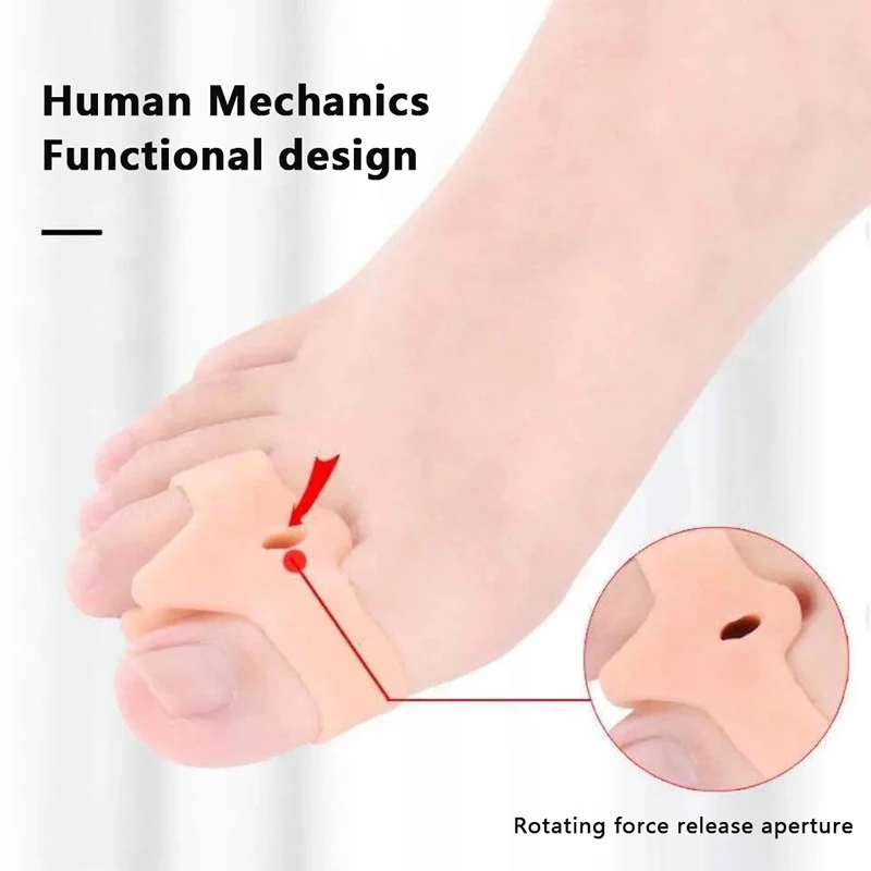 2PCS Silicone Gel Double Ring Thumb Corrector Bunion Foot Toe Hallux Valgus Protector Separator Finger Straightener Adjuster