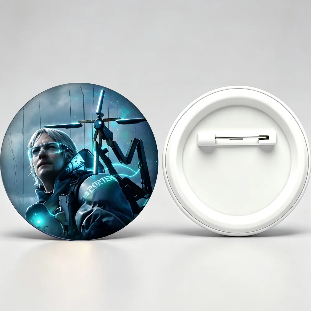 Futuristic Sci-Fi Man Brooch Pin 32/44/58mm Tinplate Badge, Cyber Robot Gear Lapel Pin for Backpack Clothing Decor
