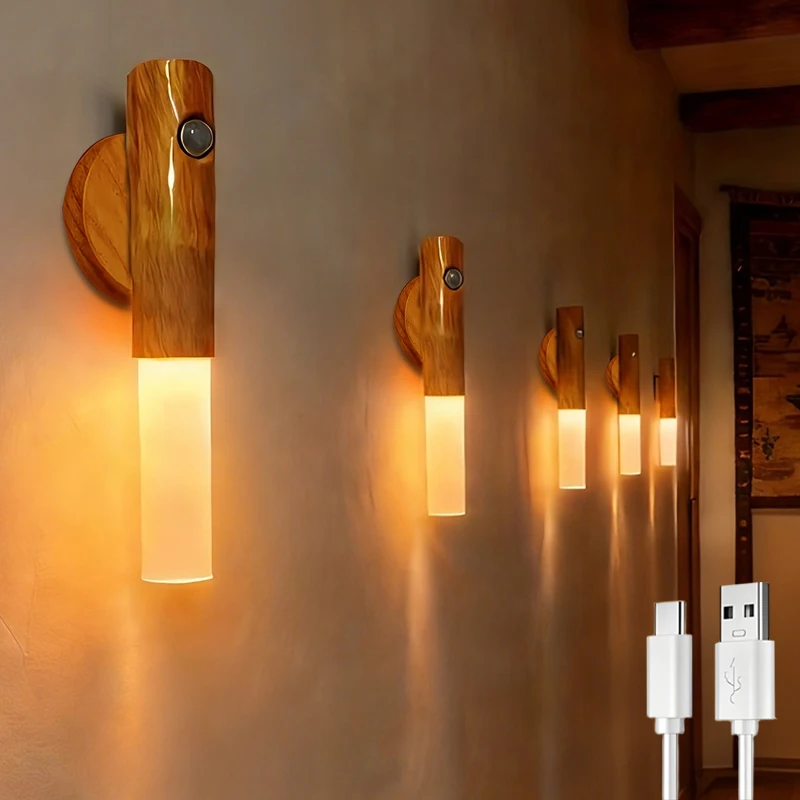 

Портативный светодиодный фонарь с USB-зарядкой, магнитным креплением и датчиком движения, настенный светильник для лестниц, помещений, коридоров, ночник