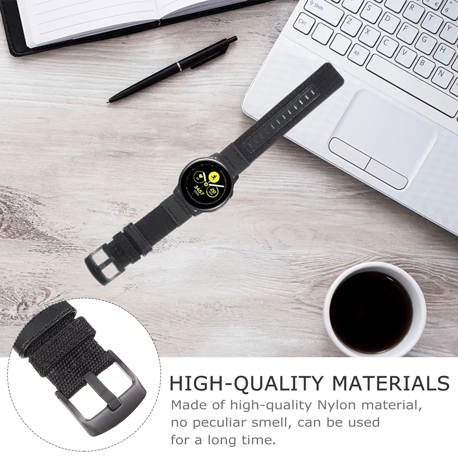 

2pcs Nylon Canvas Bands For Galaxy Watch S3 Quick Release Stainless Steel Buckle Durable Unisex Sports Style Replacement Straps