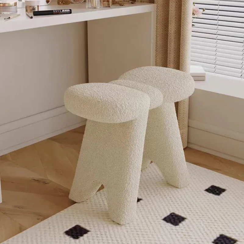 

Lambswool Entrance Stool,Internet Celebrity Bow Shoe Changing Stool, Living Room and Bedroom Dressing Stool, Home Furniture