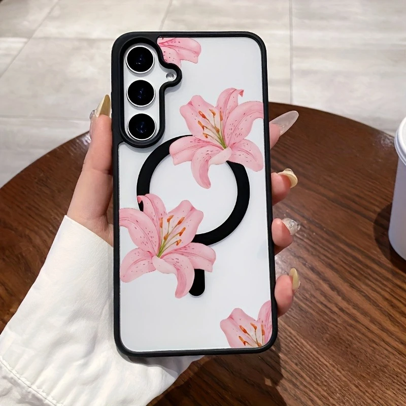 Rosa lírio amor padrão caso de telefone para iphone 17 a 11 pro max plus transparente backplane proteção cor borda caso de telefone presente