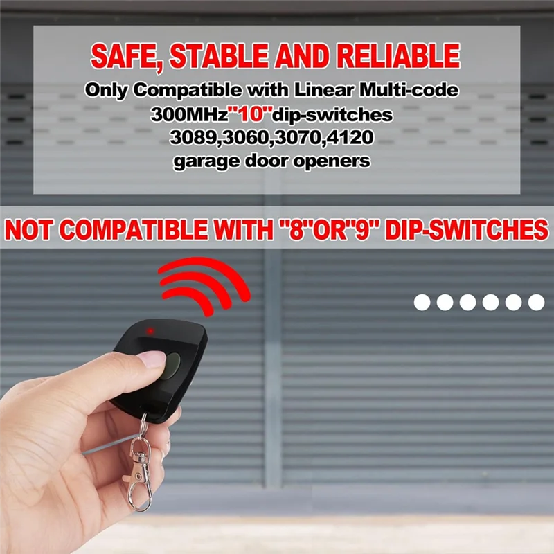 ABSQ-3 PCS โรงรถประตูระยะไกลใช้งานร่วมกับ Multicode 300Mhz 10 Dip Switch 3089 3060 3070 ประตูพร้อมพวงกุญแจ
