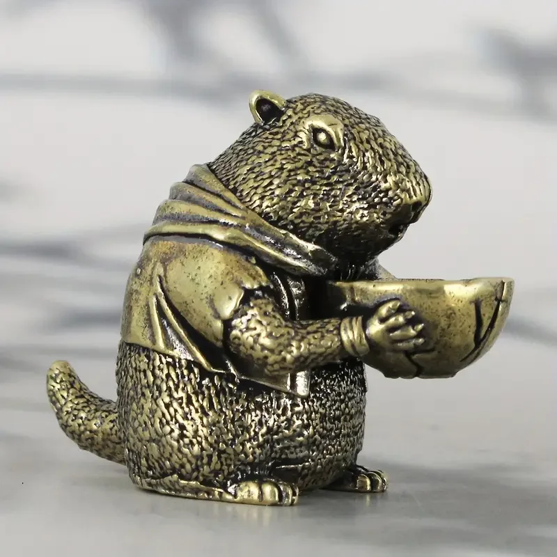 

Elegant Brass Groundhog Figurine - Charming Decor for Home & Office Ornament Unique Gifts, Festive Holiday Decoration