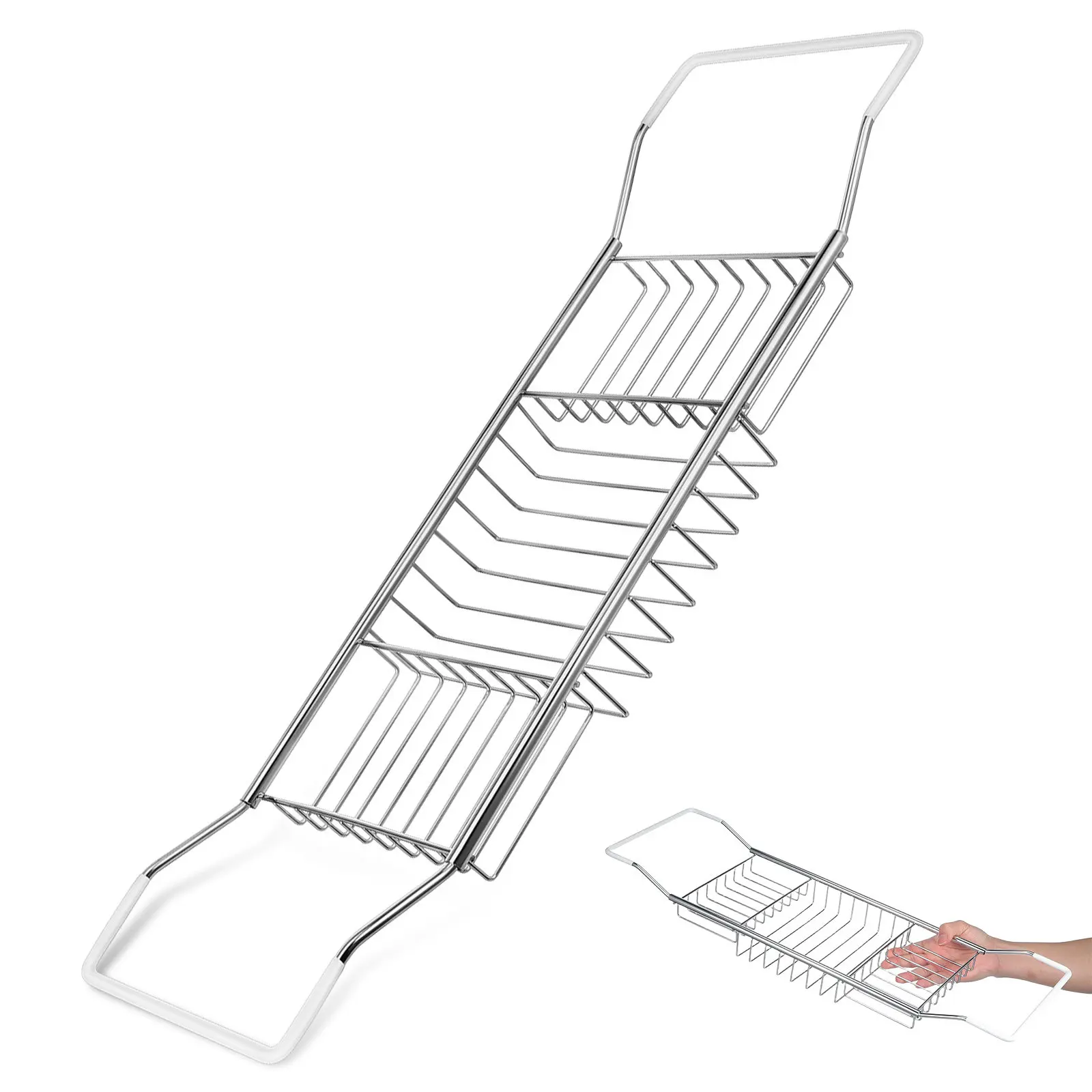 stainless-steel-bathtub-rack-telescopic-adjustable-bath-tray-holder-phone-tablet-stand-bathroom-storage-organizer-rack