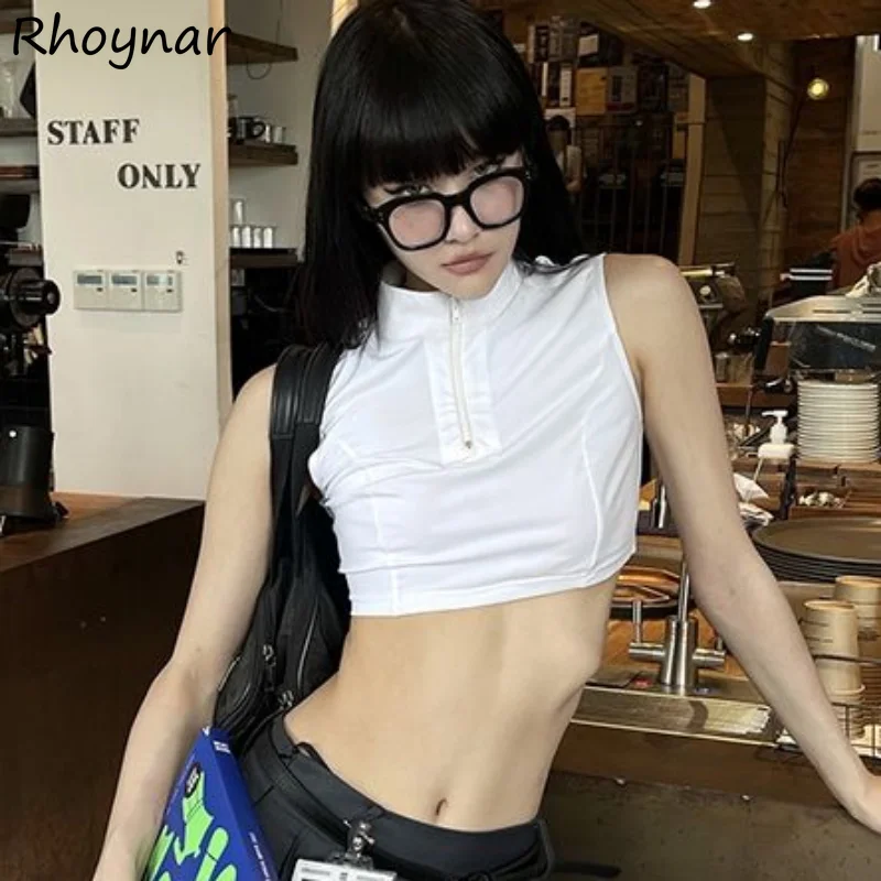 

Майки Женские укороченные топы Slim Fit Европейский стиль Однотонный дизайн Мода Универсальные Летние женские шикарные Y2k Hot Girls Basic