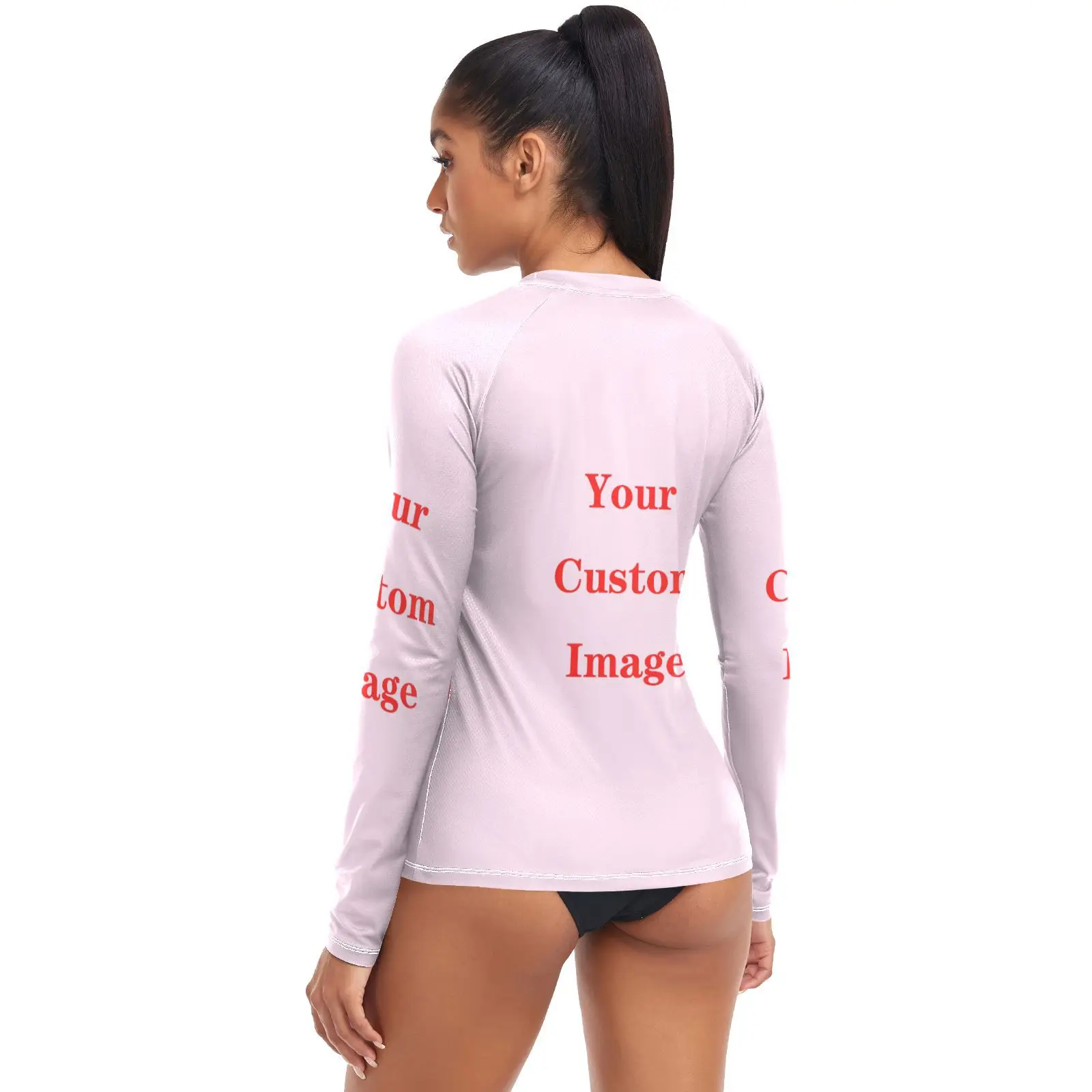 Women Long Sleeve Quick-drying Top Custom Image Rash Guard Surf Shirts Running Biking Rashguard Shirt Swimsuit UPF 50+ Beachwear