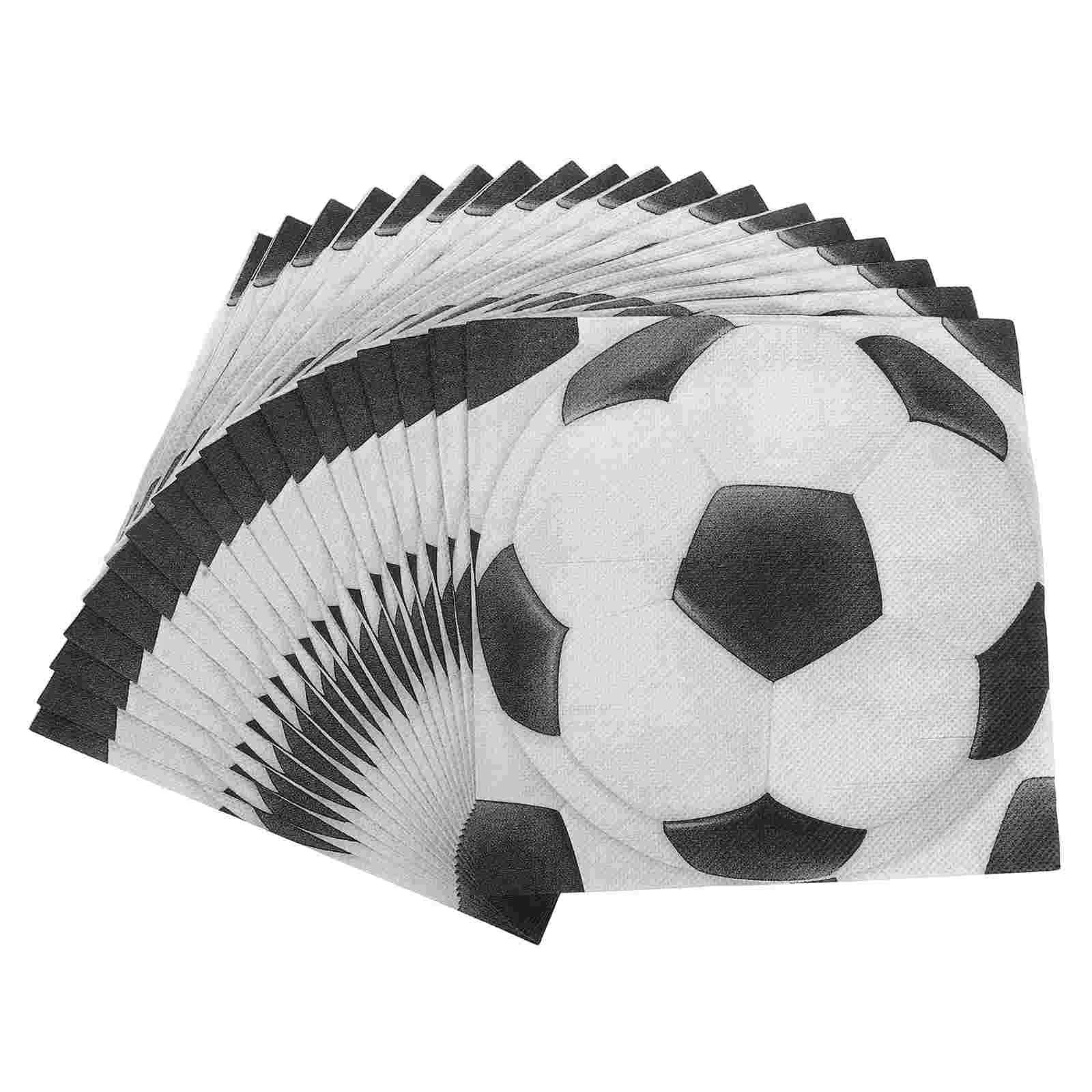 

20 Pcs Football Printed Napkins High Absorbency Soccer Party Supplies Cocktail Napkins Thick Paper Disposable Tableware