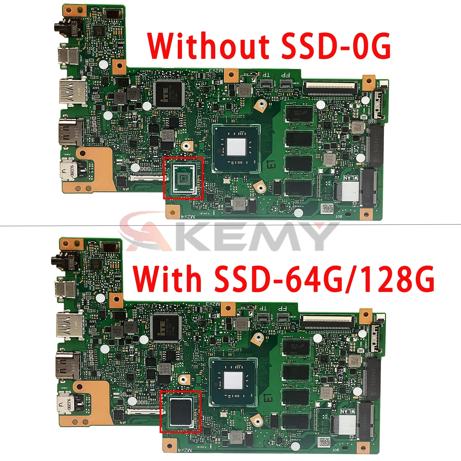 Imagem -02 - Akemy E410ma para Asus E410m E410mab R429m F414ma E510ma Placa-mãe Portátil N4020 N4120 N5030 4gb 8gb-ram Ssd64g 128g 14 Polegadas