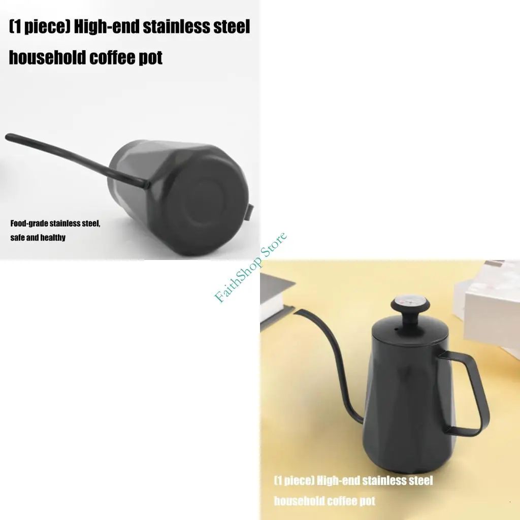 

124E 700ml Stainless Steel Drop Coffee Kettles with Integrated Thermometers and Ergonomic Handle for Perfect Brewing