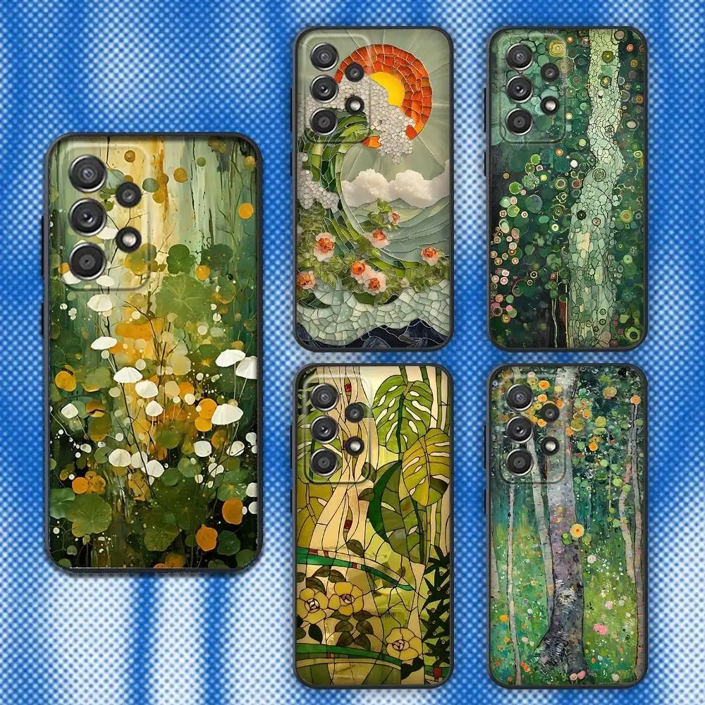 

Chic Mosaic Graffiti Green Rattan Phone Case For Samsung S25,S24,S21,S22,S23,S30,Ultra,S20,Plus,Fe,Lite,Note,10,9,5G Black Cover
