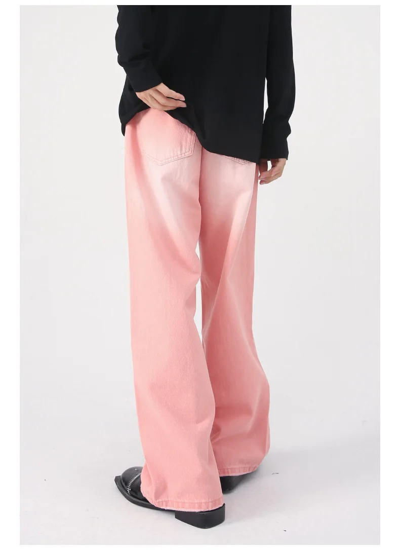 

2025 New Street Fashion Retro Color Wide-leg Pants Straight Loose Straight Washed White Jeans for Men and Women