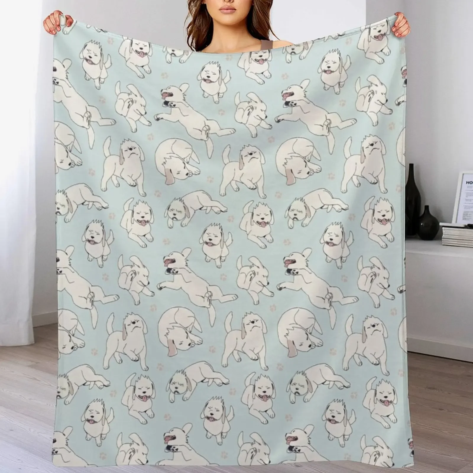 White Dog (Akamaru) Throw Blanket Soft Breathable Blanket for Night Sleeping
