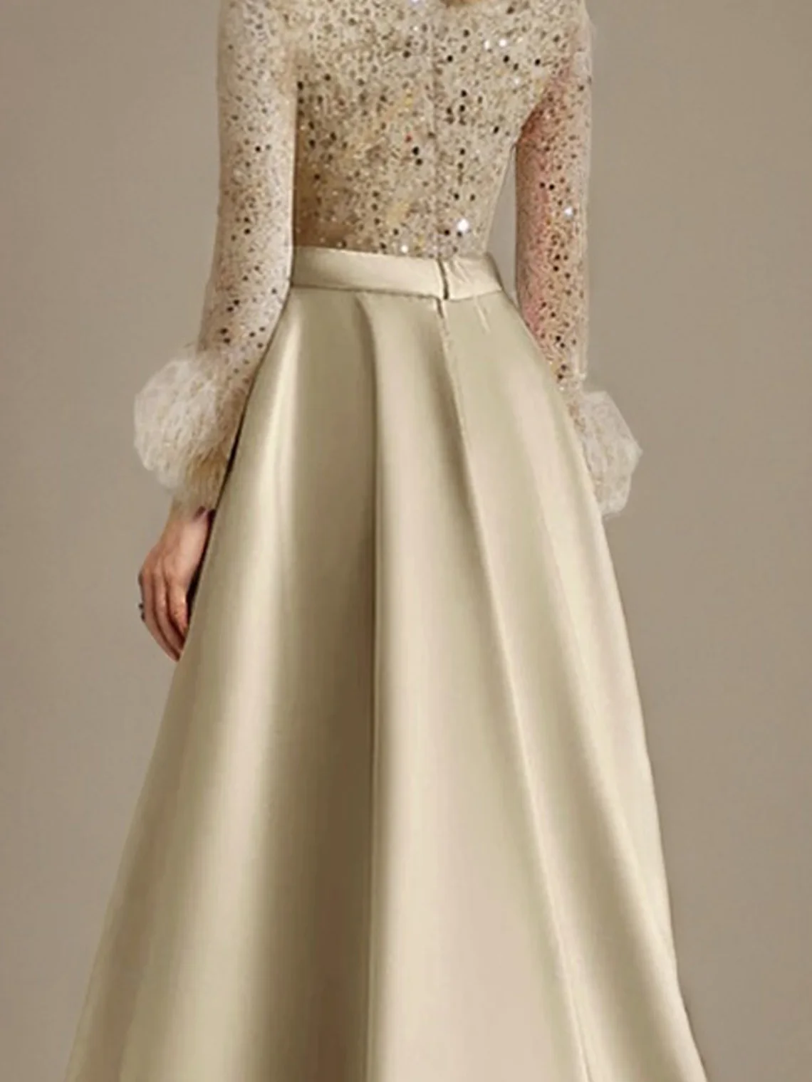 Элегантное винтажное полуформальное вечернее платье трапециевидной формы, атласное платье с v-образным вырезом и длинными рукавами, блестками и поясом, свадебное платье для гостей, 2025 г., бесплатно по индивидуальному заказу