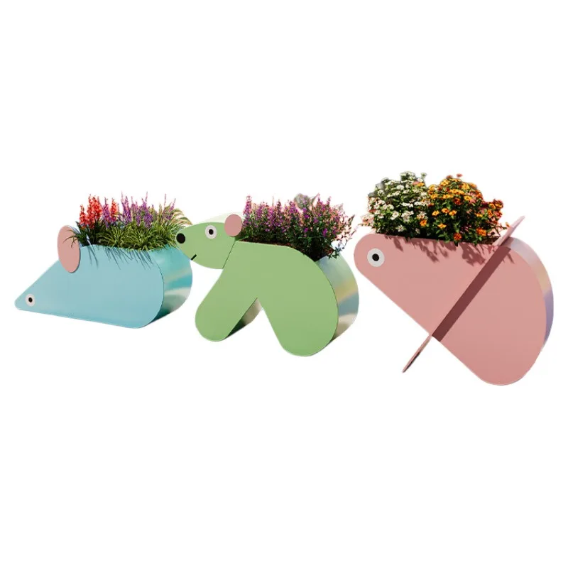 Outdoor flower box combination, kindergarten cartoon stainless steel outer pendulum partition shopping mall park creative