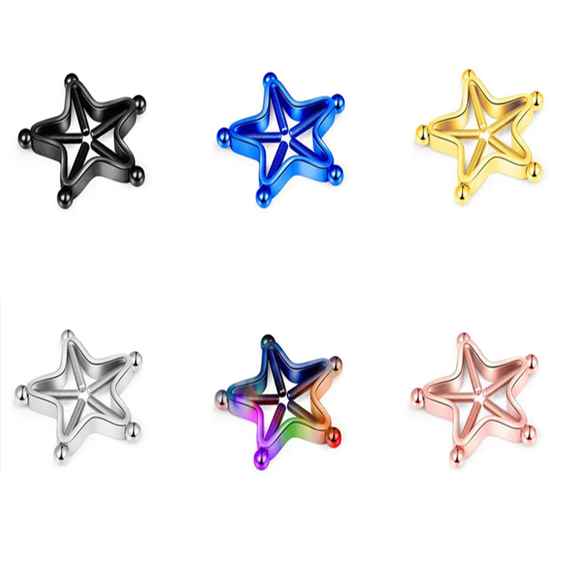 [L&P] 1Pc Stainless Steel Adjustable Nipple Rings For Women, Star Shaped Clip On Nipple Ring Fake Nipple Piercing Jewelry