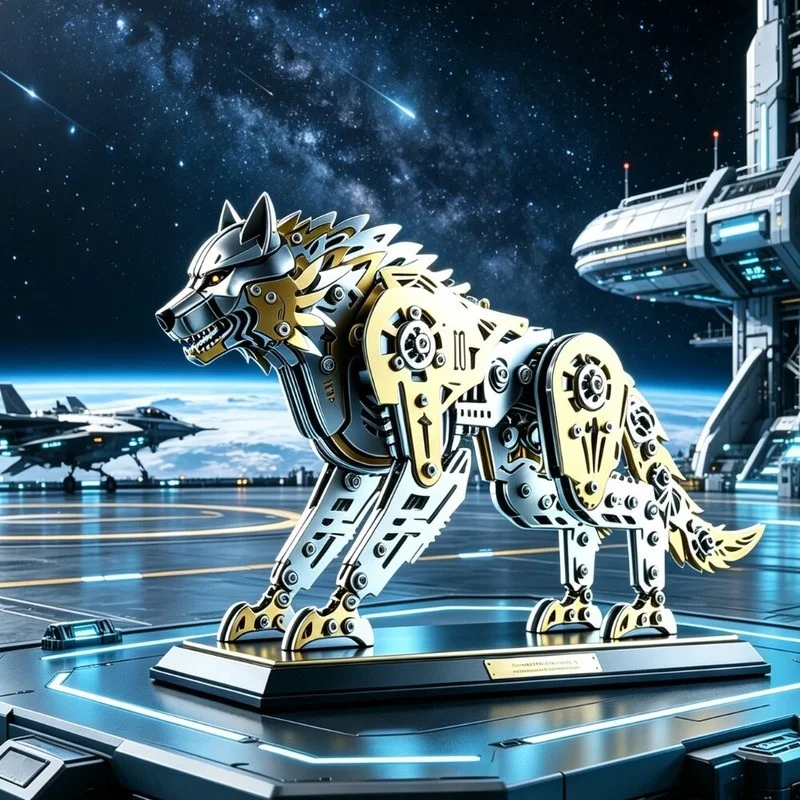 Steampunk Mechanical Wolf 3D Metal Puzzle, DIY Assembly Model Kit, Handmade Ornament Gift for Men Hobby Collectors