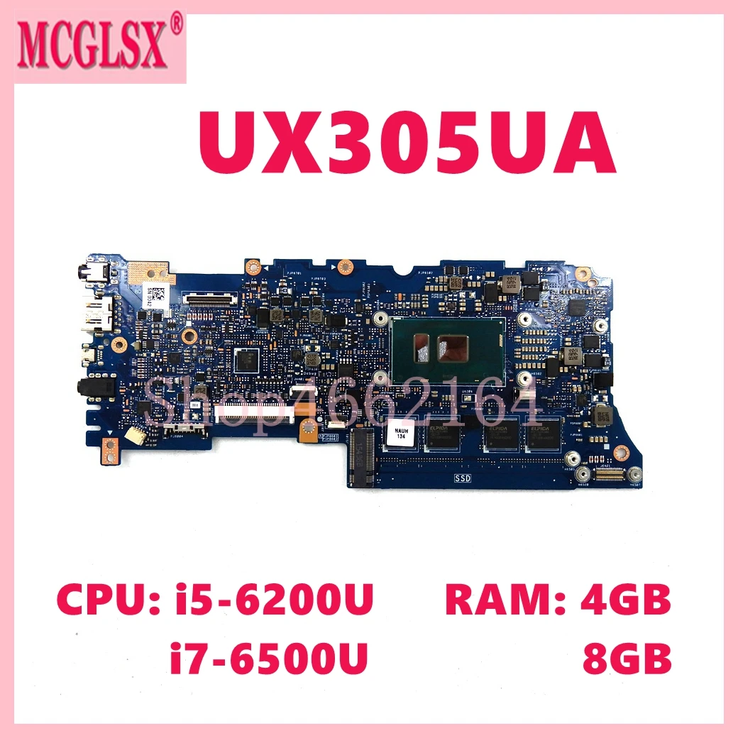 

UX305UA With i5-6200U i7-6500U CPU 4GB 8GB-RAM Mainboard For Asus ZenBook UX305U UX305UA U305U Laptop Motherboard 100% Tested OK