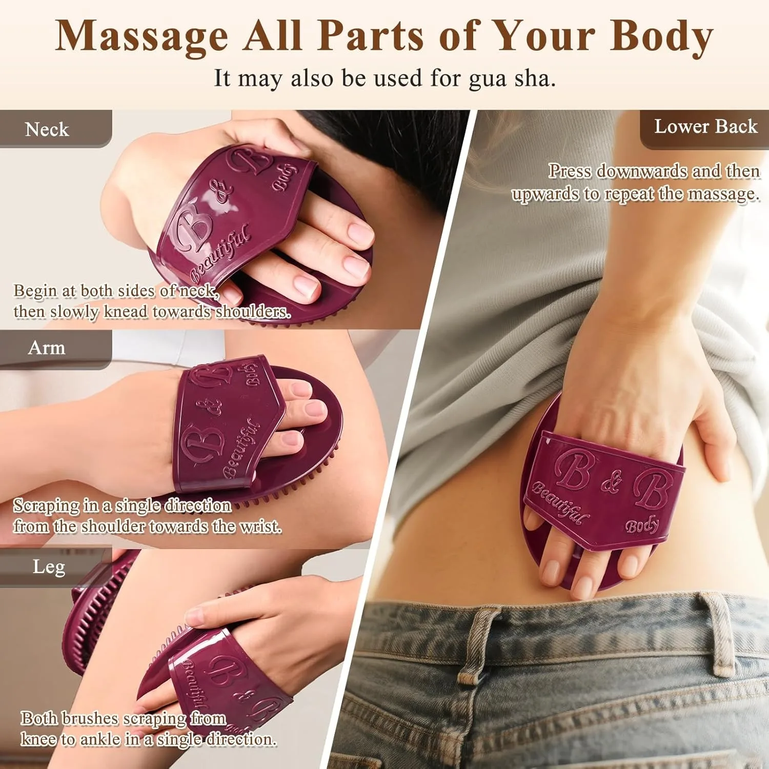Pcs Meridian Massage Brush, Upgrade Pro Meridian Brush for Belly, Beauty Salon Professional Custom Meridian Brush, Full Body SPA Massager Relaxation, Acupressure Meridian, Scalp Massage (Brown)
