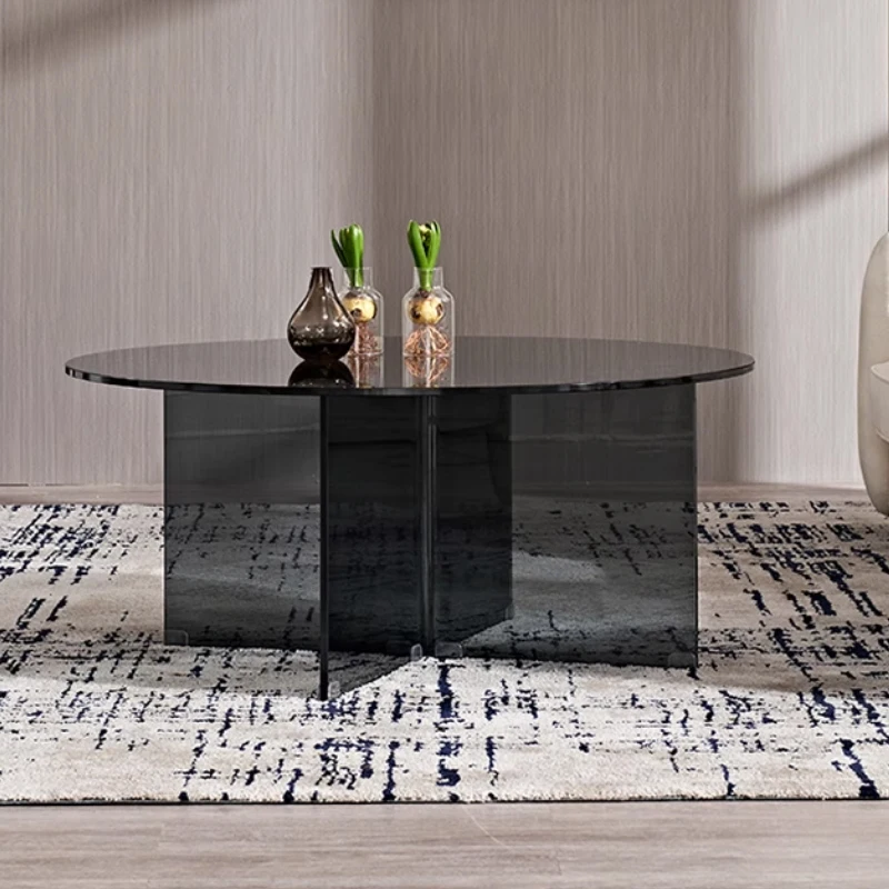 Amber base cross center table, translucent coffee table, living room furniture and household goods