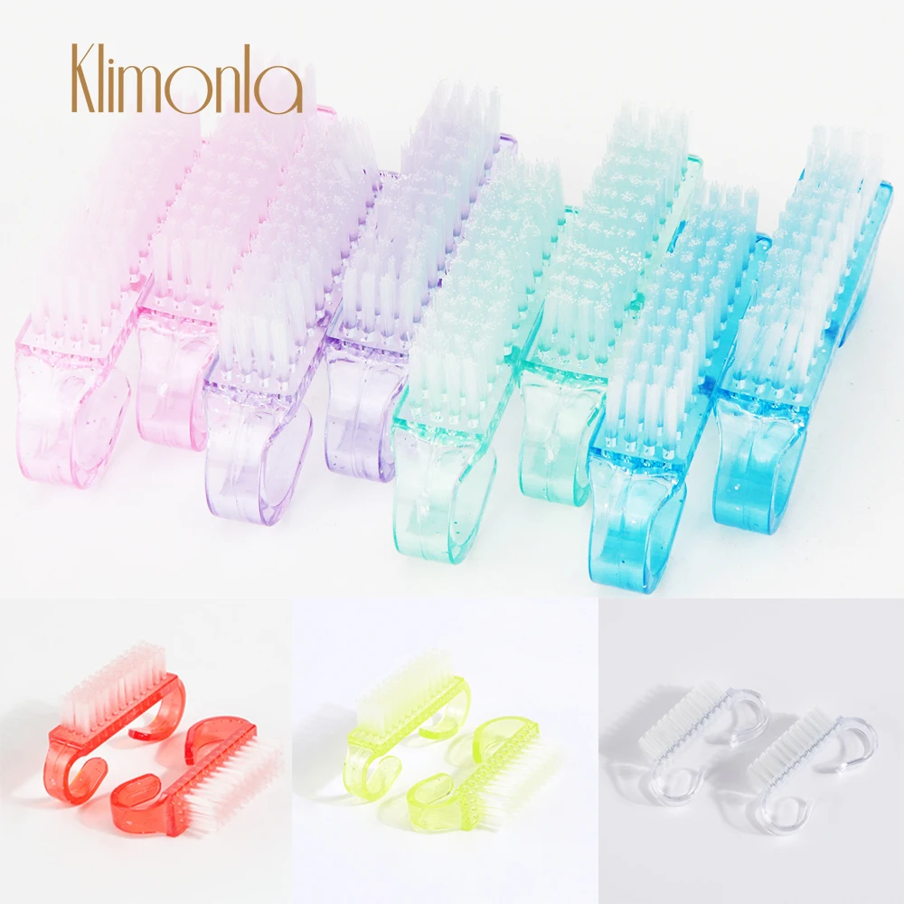 Cepillo de plástico para limpieza de uñas, cepillo para quitar el polvo, acrílico, Gel UV, accesorios de manicura, herramienta para el cuidado de la belleza, 10 unidades por lote