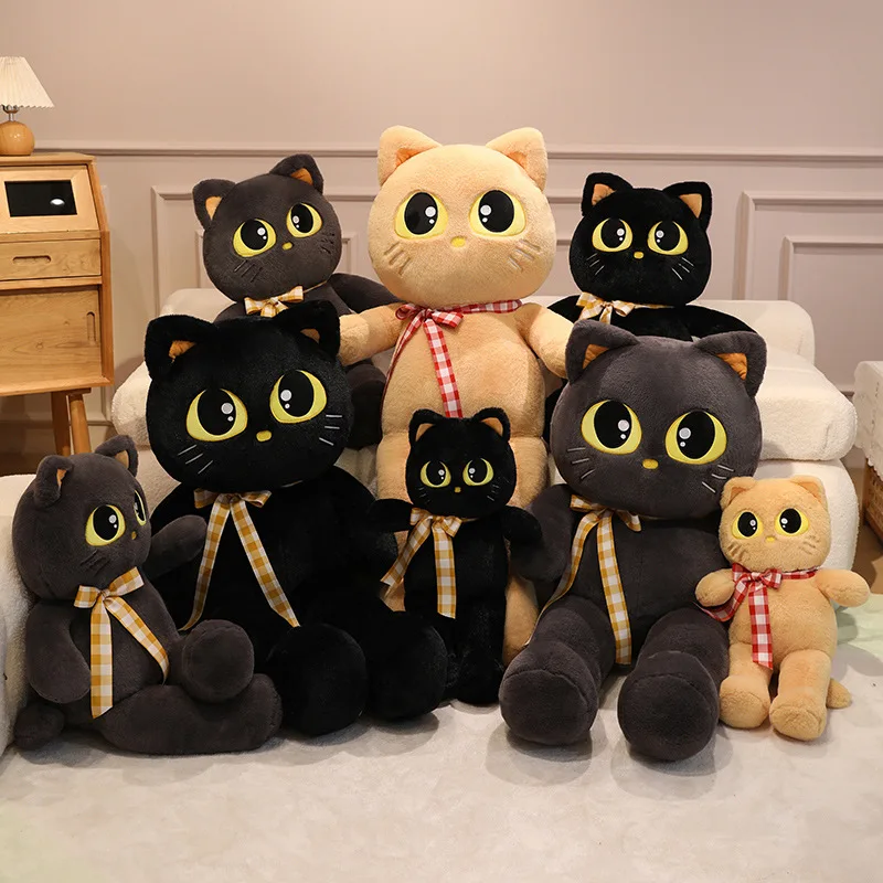 Nuovi giocattoli di peluche per gatti Nero Grigio Cuscino per gatti di grandi dimensioni Cuscino Peluche Decorazioni per la casa Giocattolo Regalo di compleanno