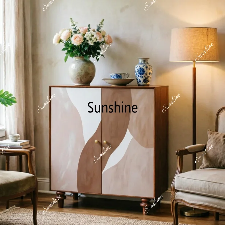 French solid wood dining side cabinet, living room locker, wall storage lockerTJ