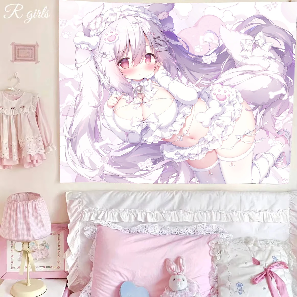 Cat Ears Maid Girl Anime Tapestry Wall Art Sweet Girl Room Atmosphere Decor Aesthetic Room Decoration Perfect Gift For Friends