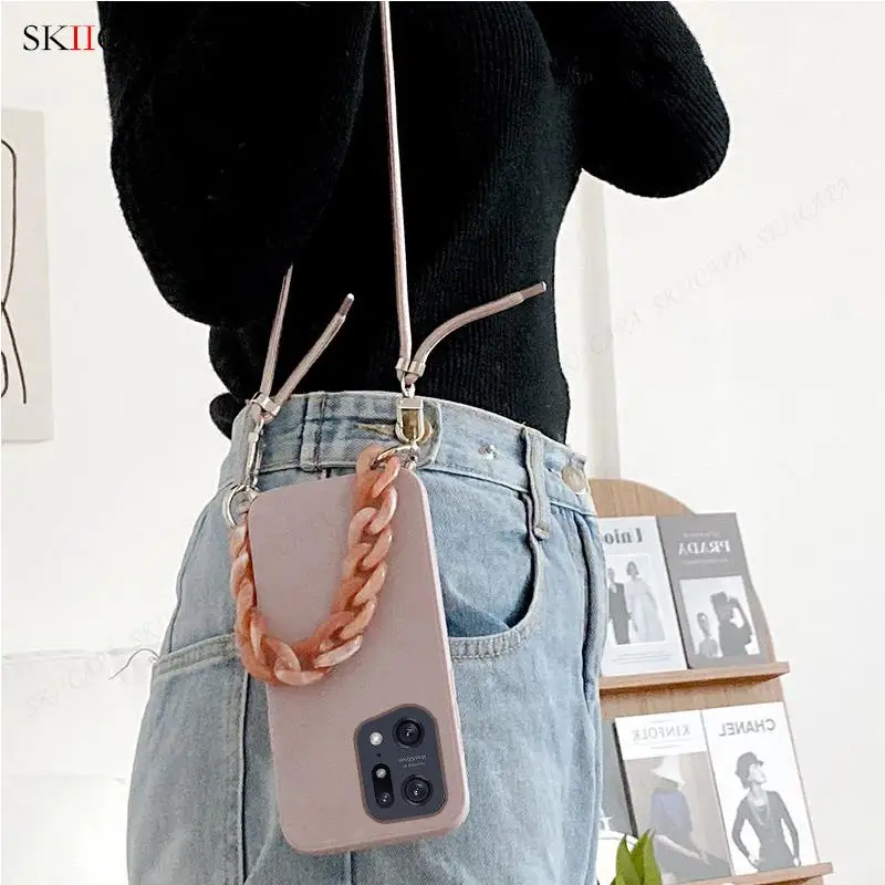 Crossbody الحبل حزام سلسلة الرخام غطاء من السيليكون ل ممن لهم العثور X5 برو X3 لايت X2 برو المعصم حزام سوار لليد سلسلة لينة الغلاف #5