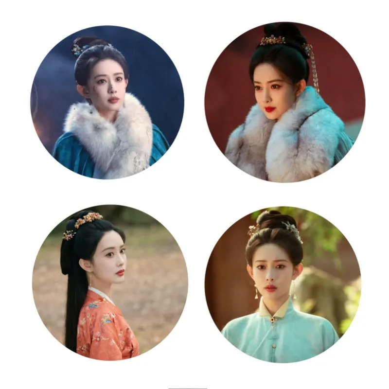 4PC/SET Li Yunrui Meng Ziyi Photo Badge TV Blossom Song Mo Dou Zhao Drama Stills Laser Fine Flash Bang Brooch Bag Decor Pins