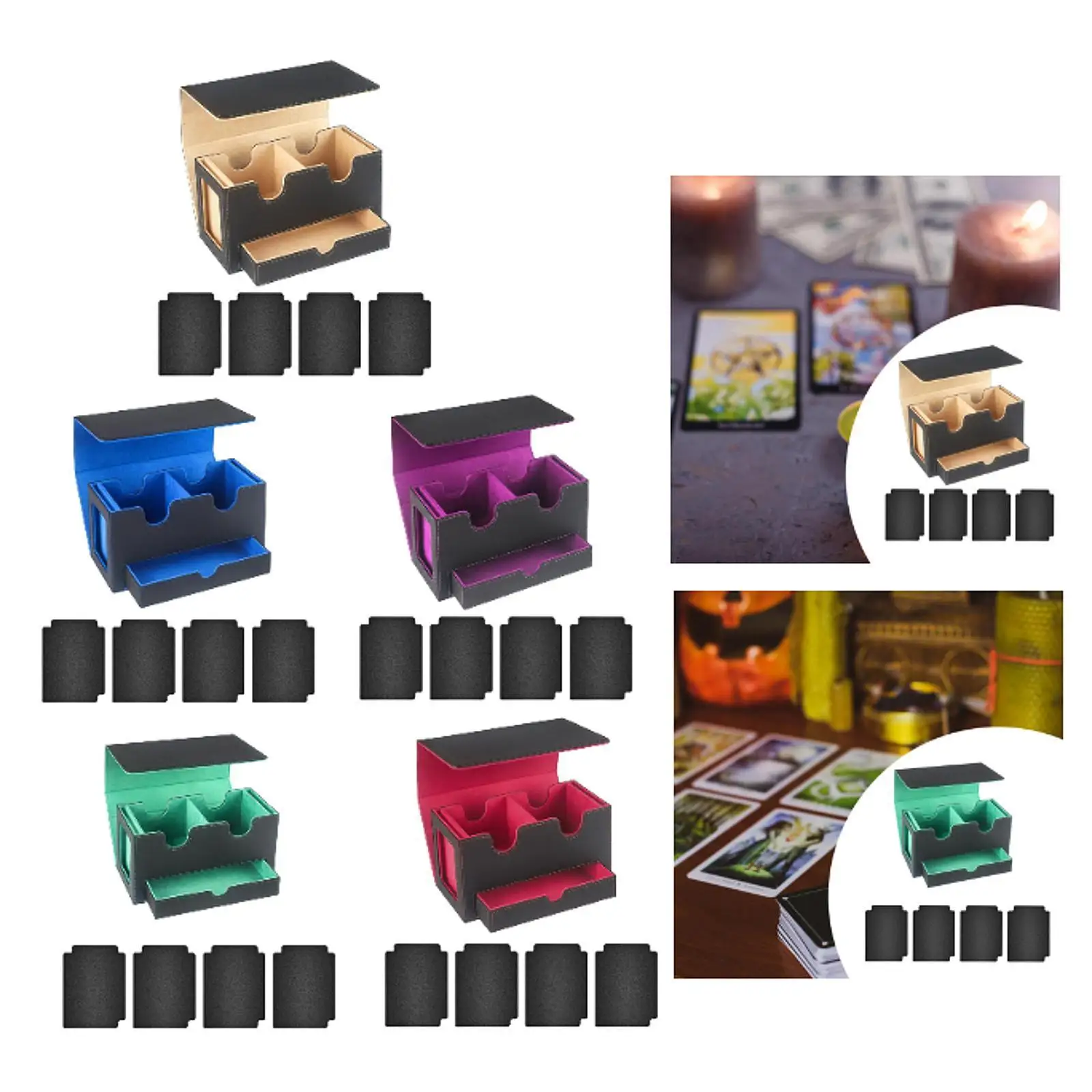 카드 데크 박스 TCG 게임 카드 케이스 보호 PU 가죽 서랍 데크 케이스 포함
