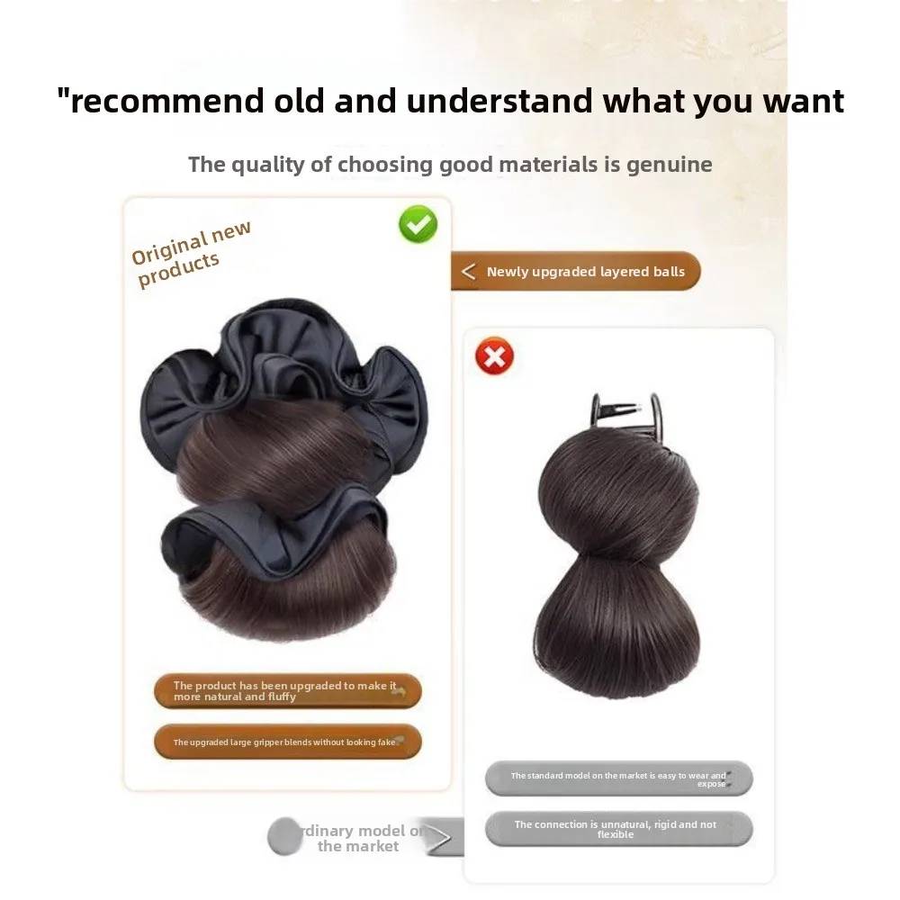 

New Synthetic Hair Bun Claw Clip with Hair Tie Black Wig Hair Clip Fluffy Bun Head Wig Women